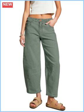 Striped Wide Leg Barrel Jeans Boyfriend Mid Rise Zip Up Pockets